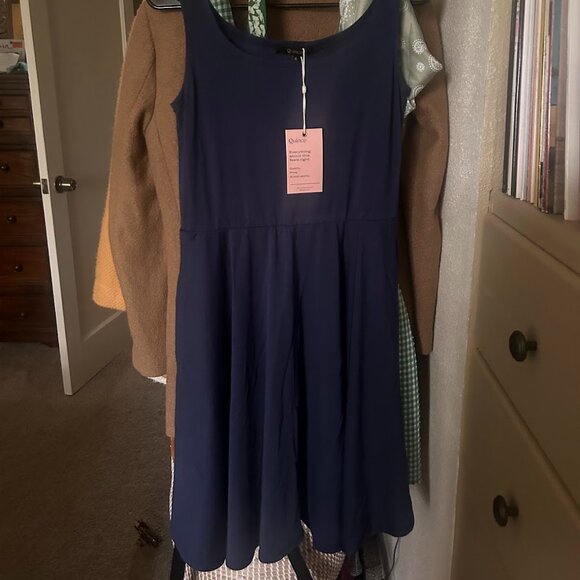 Tencel Jersey Fit & Flare Mini Dress Navy S - Picture 2 of 4